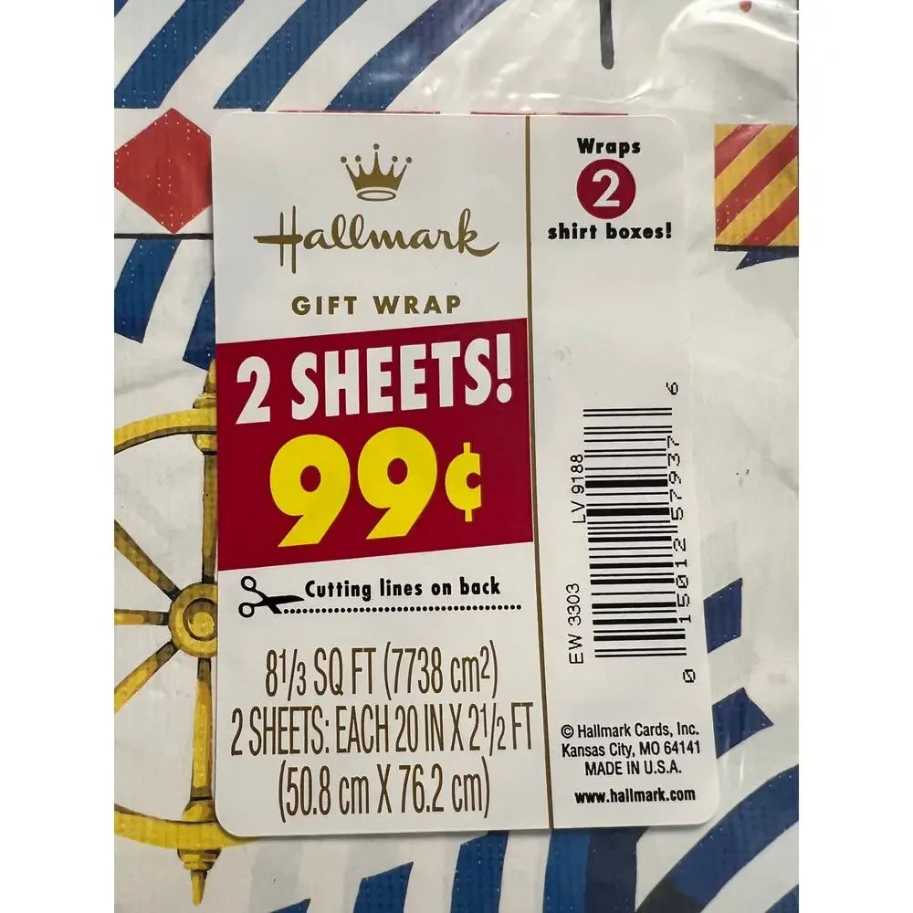 Hallmark wrapping paper nautical 1980s